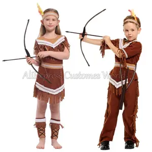 Archer Cosplay Costume For Boys Girls Medieval Indian Hunter Costume Prince Pocahontas Cosplay Halloween Purim Party Outfits