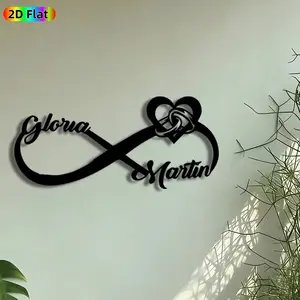 1pc Infinity Heart Name Metal Wall Art, Personalized Name Statue Mural, Intricate Craftsmanship, Perfect for Anniversary, Valentines Day Decor, Perfect for Bedroom Living Room Wedding Venue Decor, Ideal Gift for Romantic Decor Enthusiasts.