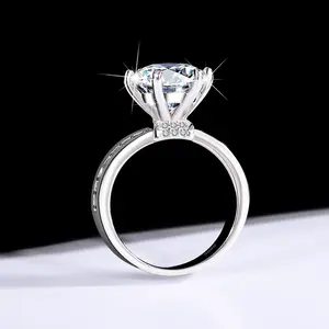 [B050]S925 Sterling Silver High Crowned Queen, high fashion, heavy duty, large moissanite ring.
