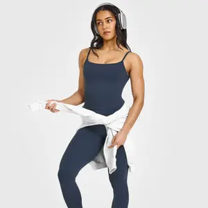 JGS1996 SOFTMOTION Strappy Mid Vest Built-in Padded Bra Tank Top Women Yoga Fitness Workout Activewear Basic Daily Going Out Tops
