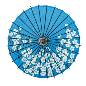 THY COLLECTIBLES Classic Chinese Art Asian Style 33" Paper Parasol Umbrella with Long Handle Flower Print for Wedding Parties, Photography, Costumes, Cosplay, Decoration And Other Events Floral Traditional