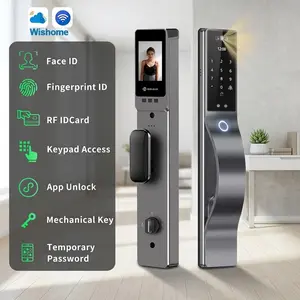 Anti-Prying 6068 Mortise Security Lock with Face ID, Heavy Duty Biometric Fingerprint Smart Lock, Works with Wishome App