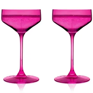 Reserve Nouveau Crystal Coupe Glasses in Berry Set of 2 glassware cocktail champagne pink fuchsia valentines day coupes