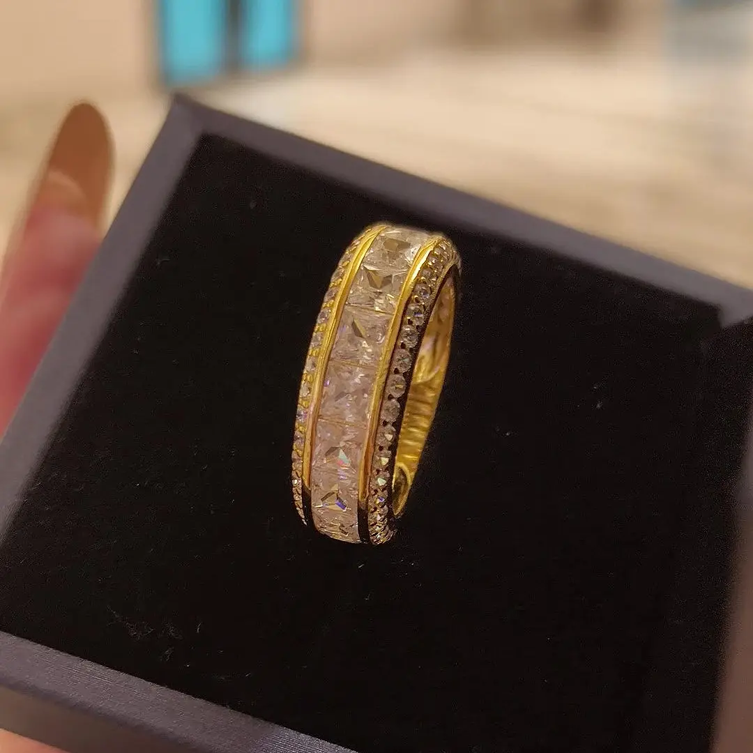 Jorrio Princess Cut Classic Wedding Band - Affordable Fashion Timeless Everyday Ring for Men, Father's Day Gift, Beautiful Rings, Father's Day Gifts