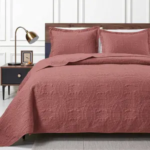 3pc Quilt Bedspread Sets, Ultra Soft Microfiber Quilts For Queen King Size Bed Coverlet Lightweight Reversible Bedspread, Modern Style Coin Pattern Coverlet For All Season Use, 1 Bedspread & 2 Pillowcases Bedding Set.