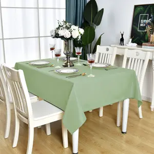 Sage Green Rectangle Tablecloth Waterproof Stain Resistant Wrinkle Free Table Cloth 210GSM Polyester Wipeable Table Cover for Party, Banquet, Indoor and Outdoor-Square/Rectangular