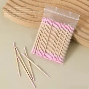 Disposable Dual-Ended Sharp Tip Cotton Swabs Wooden Sticks, Precision Makeup Applicator, Ideal for Nail Art & Eyelash Extensions