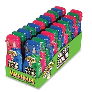 Warheads Double Drops Sour Liquid Dispensers 24 ct. - Sour Liquid Syrup and Squeezable from a Dual-Nozzle Bottle with Green Apple, Blue Raspberry and. Watermelon Flavor - 24 Count Pack Beverage Fruit