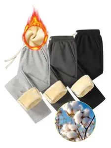 Women's Thermal Fleece-Lined Drawstring Waist Pants - Casual Comfy Loose Fitting Trousers for Fall & Winter, Women's Bottoms for Daily Wear, Relaxed Fit