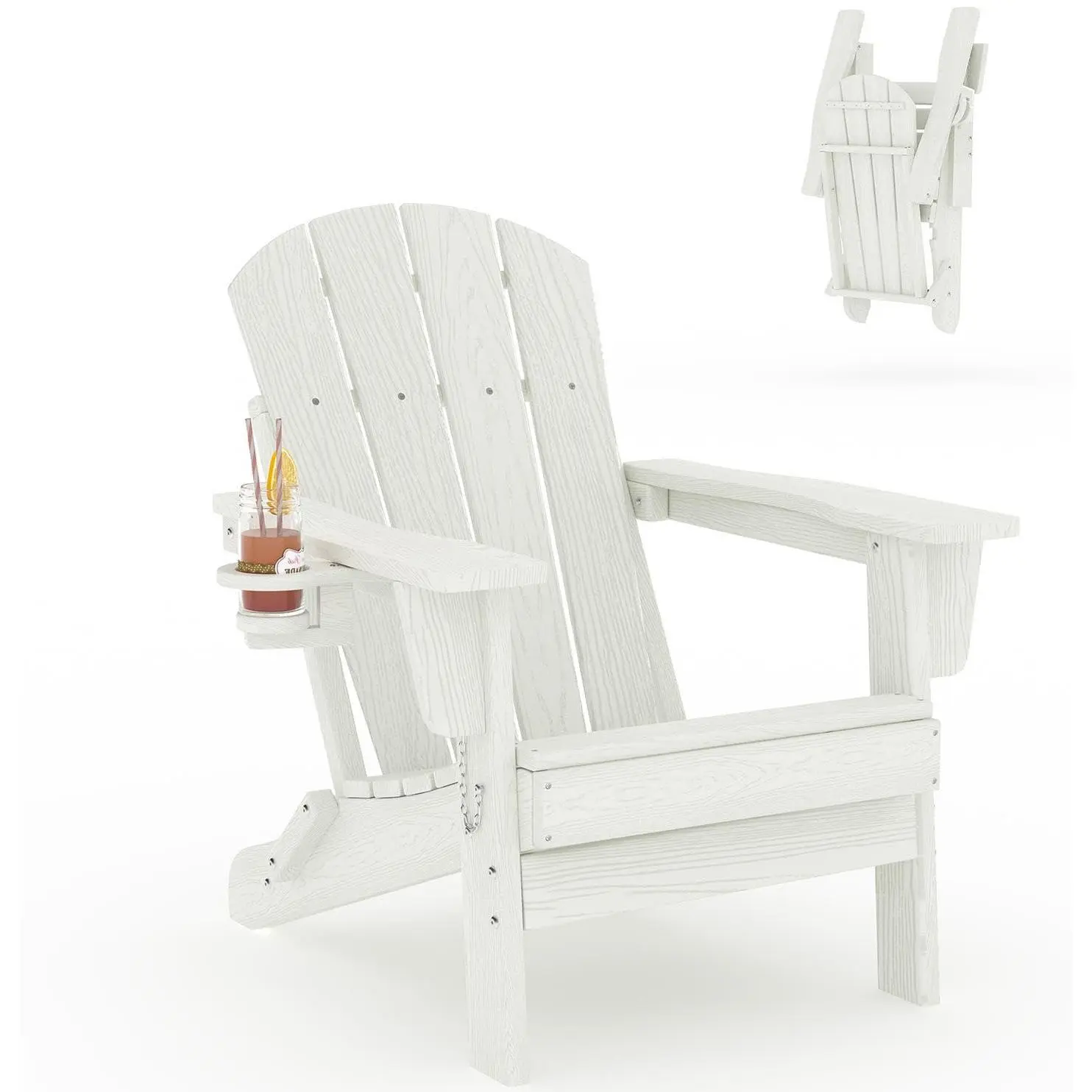 Embossed wood grain - with cup holder - white, 1 piece