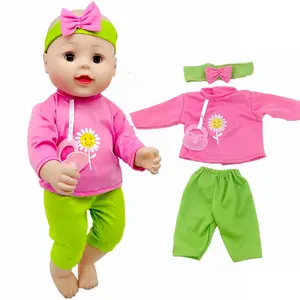 18 Inch Doll Clothes Accessories Doll Outfit include Floral Pattern Top with Pacifier and Pants and hairband for 18-Inch Dolls, for 43cm New Born, 15 inch Bitty,16 inch Baby Doll， Perfect Gift for Girls' Christmas & Birthday Parties (doll Not Included)