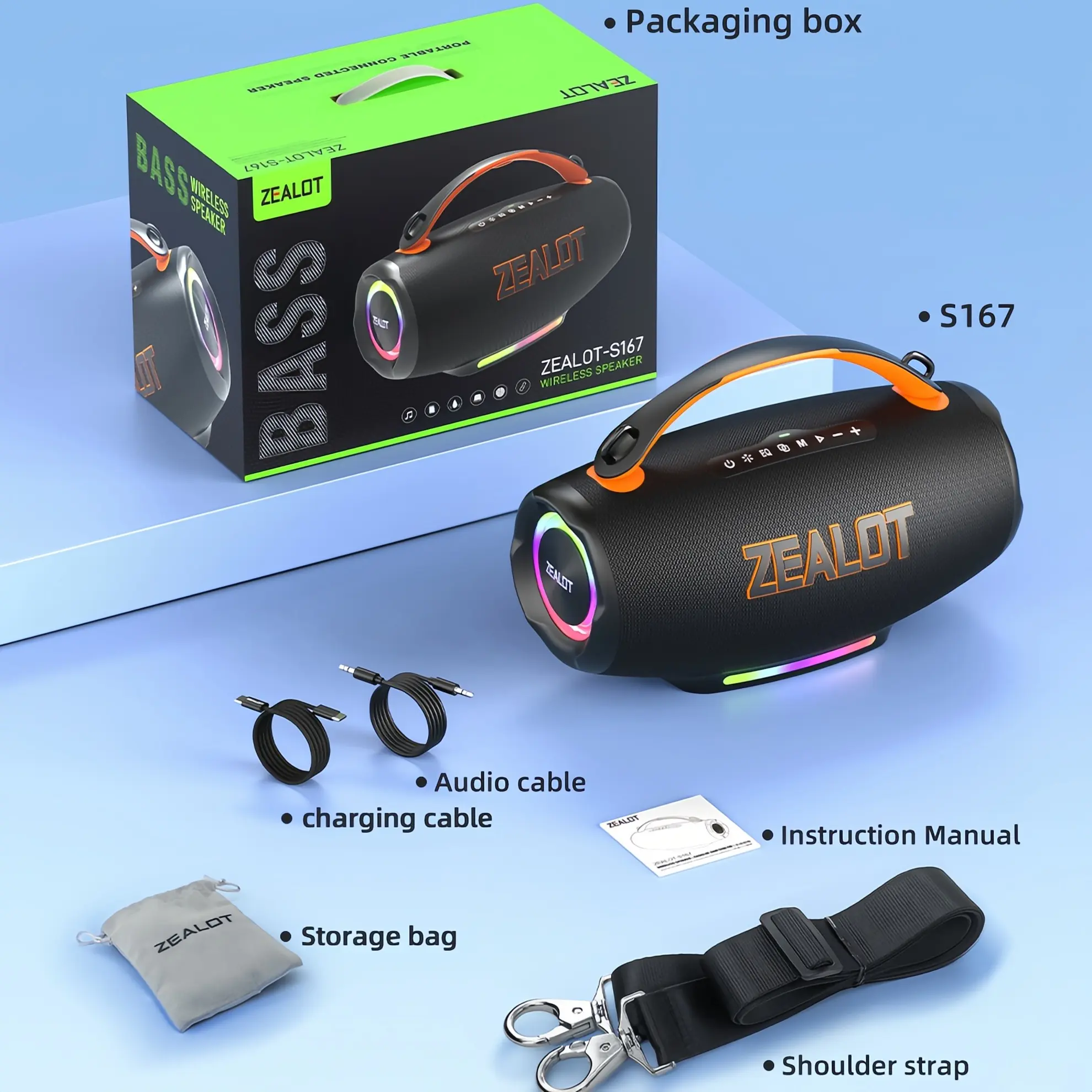 ZEALOT Party Bluetooth Speaker, 100W HIFI Stereo & Heavy Bass
