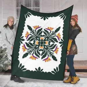 Vintage Hawaiian-style Quilted Flannel Blanket Soft Warm for Travel Camping Sofa Living Room Recliner Chair Bed Gifts for Family Friends Personalized Photo lola blush home comfort Coquette blue Funny Face birthday celebration