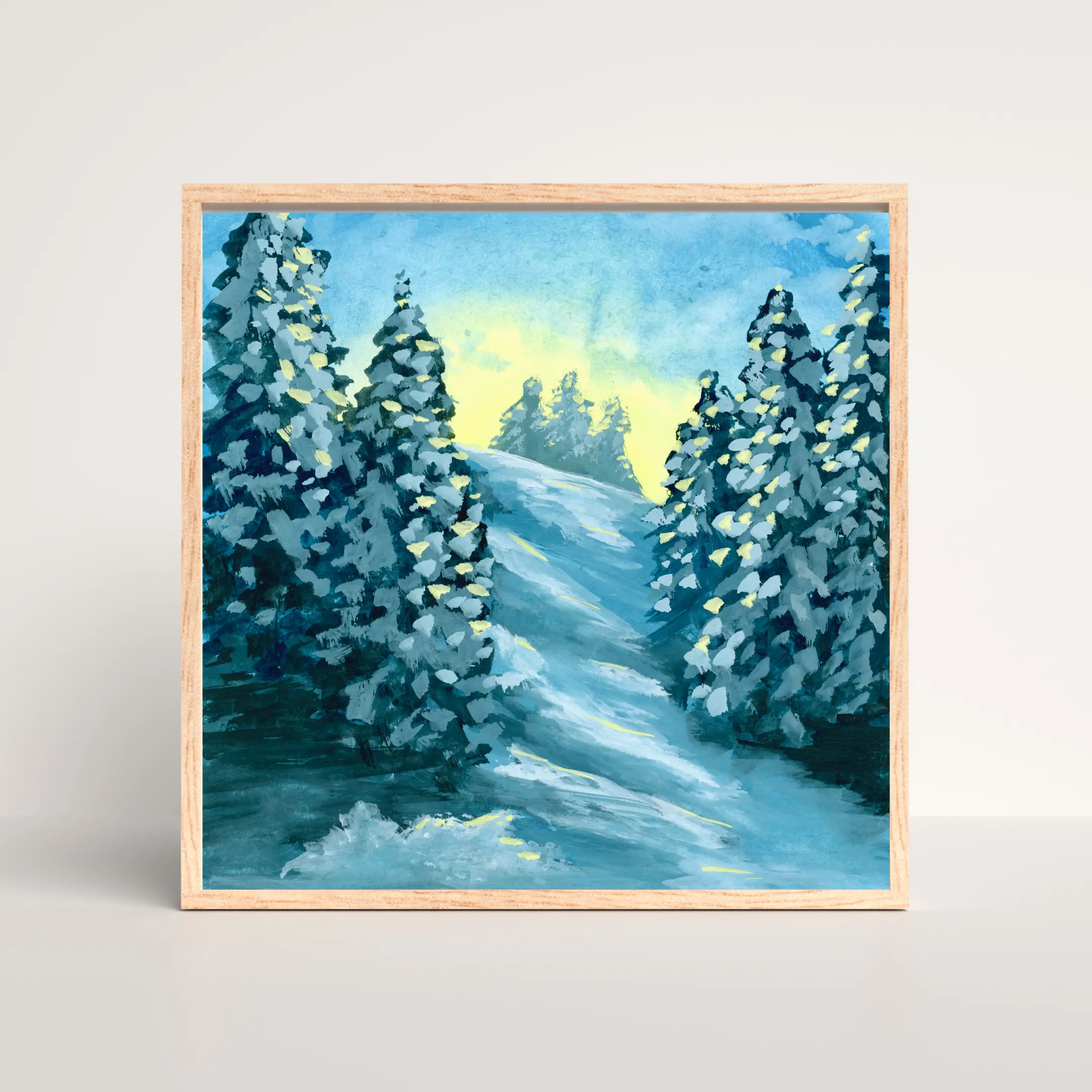Winter Sunrise - Gouache Painting - Signed Fine Art Print
