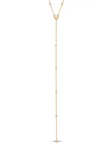 Ettika Santorini Shell Lariat Necklace 18k Gold Plated Brass Cubic Zirconia 15" Chain with 3" Extender Clasp Jewelry