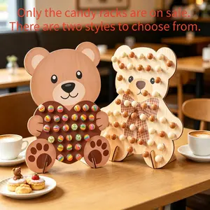 1Pcs Wooden Bear Heart & Bow Shape Lollipop Display Stand –  Rustic Candy Holder for Party Atmosphere Decor, Dessert Table Centerpiece, Birthday & Celebration Supplies
