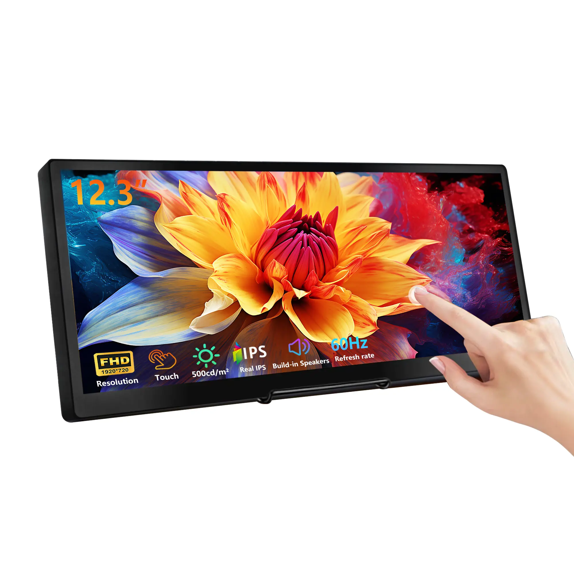 12.3” Touchscreen Monitor | IPS 1920x720 Stretched Bar LCD | Portable Mini Touch Display | Secondary Screen for Laptop/PC | Aida64 CPU/GPU/RAM Temperature Monitoring | Sensor Panel for System Stats | HDMI Connection