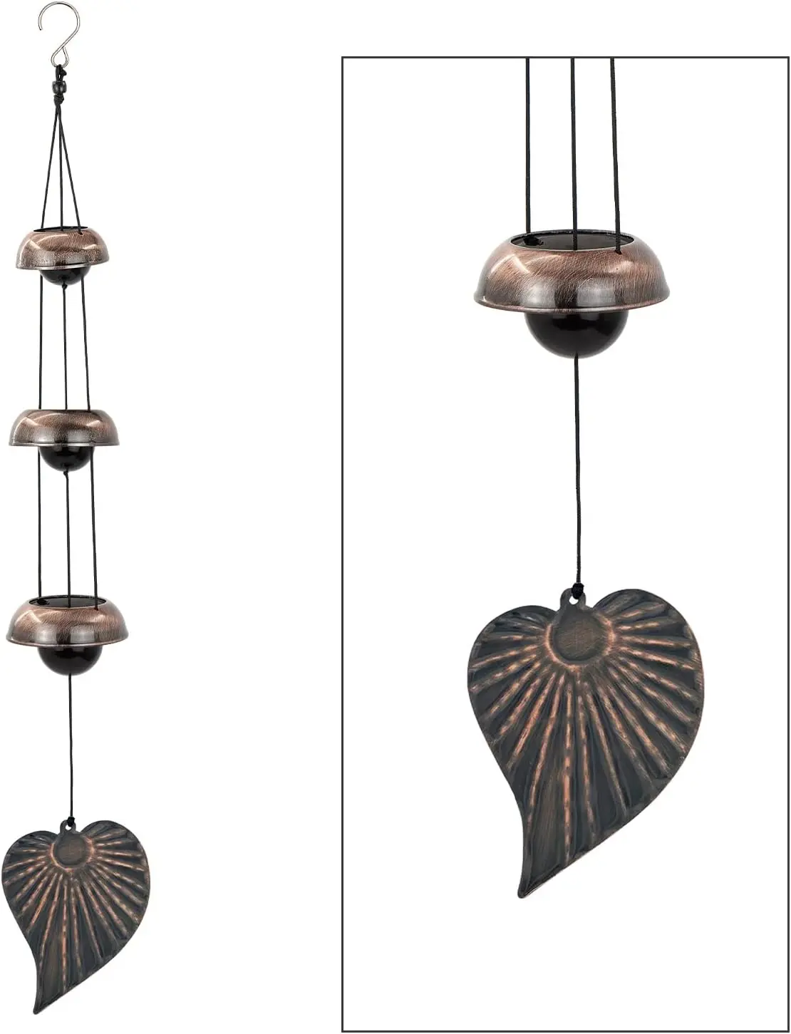 Three Cooper Leaf Temple Wind Chime,Wind Chimes with 3 Bells, Feng Shui Wind Chimes for Home Yard Outdoor Decoration, A  Memorial Wind Chime for Someone Who Loves Peace