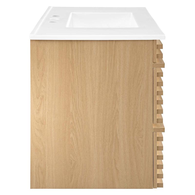 Modway Render 36" Wall-Mount Bathroom Vanity in Oak White
