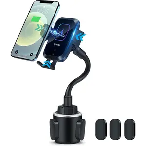 Charger-Cup Holder Phone Mount,Automatic   Sensor Clamping Qi 15W Fast Universal Adjustable Cell Phone   Air Vent Cradle