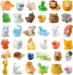36pcs Mini Resin Animal 40 Styles Tiny Resin Animals Miniature Little Small Animal Figures Bulk for Micro Fairy Garden Landscape Accessories Dollhouse Hide Crafts Decor Aquarium Toys