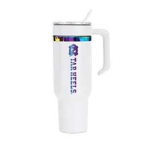 48oz North Carolina Tar Heels Iridescent Anodized White Tumbler