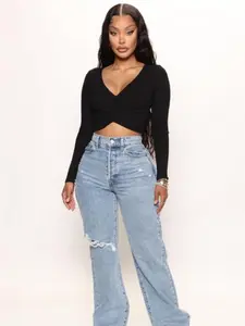 Topanga 90's Ripped Straight Leg Jeans - Medium Wash