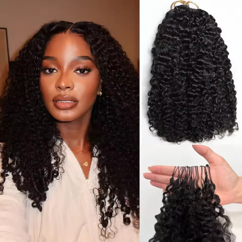 Bling Hair Small Spirals Curly Crochet Human Hair Extensions Deep Pixie Curls Crochet Hair Pre Separated Knotless Miracle Knot Braids