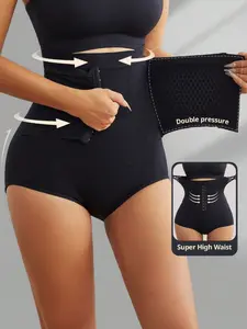 1 Count Women's High Waist Double Compression Shapewear Shorts - Tummy Control Butt Lifter, Breathable Adjustable Girdle Briefs, Daily Wear Body Shaping Bottoms，Highwaist Girdle Everyday