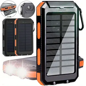 10000mAh Solar Charger Power Bank -Portable Solar Phone Battery Panel Charger, QC3.0 Dual USB Port Battery Pack Charger Portable For All Cell Phones & Electronic Devices- Long Lasting, Travel Camping, LED Flashlight, Best Gift Smartphone  Orange