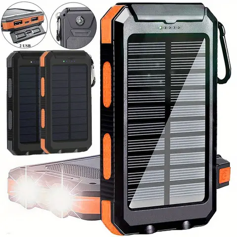 10000mAh Solar Charger Power Bank -Portable Solar Phone Battery Panel Charger, QC3.0 Dual USB Port Battery Pack Charger Portable For All Cell Phones & Electronic Devices- Long Lasting, Travel Camping, LED Flashlight, Best Gift Smartphone  Orange