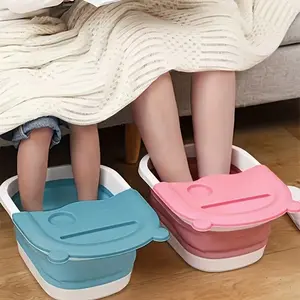 Cute Cat Shape Foldable Foot Bath Tub with Massager, Relieves Fatigue, Portable for Home, Spa, Travel, Collapsible Foot Bath