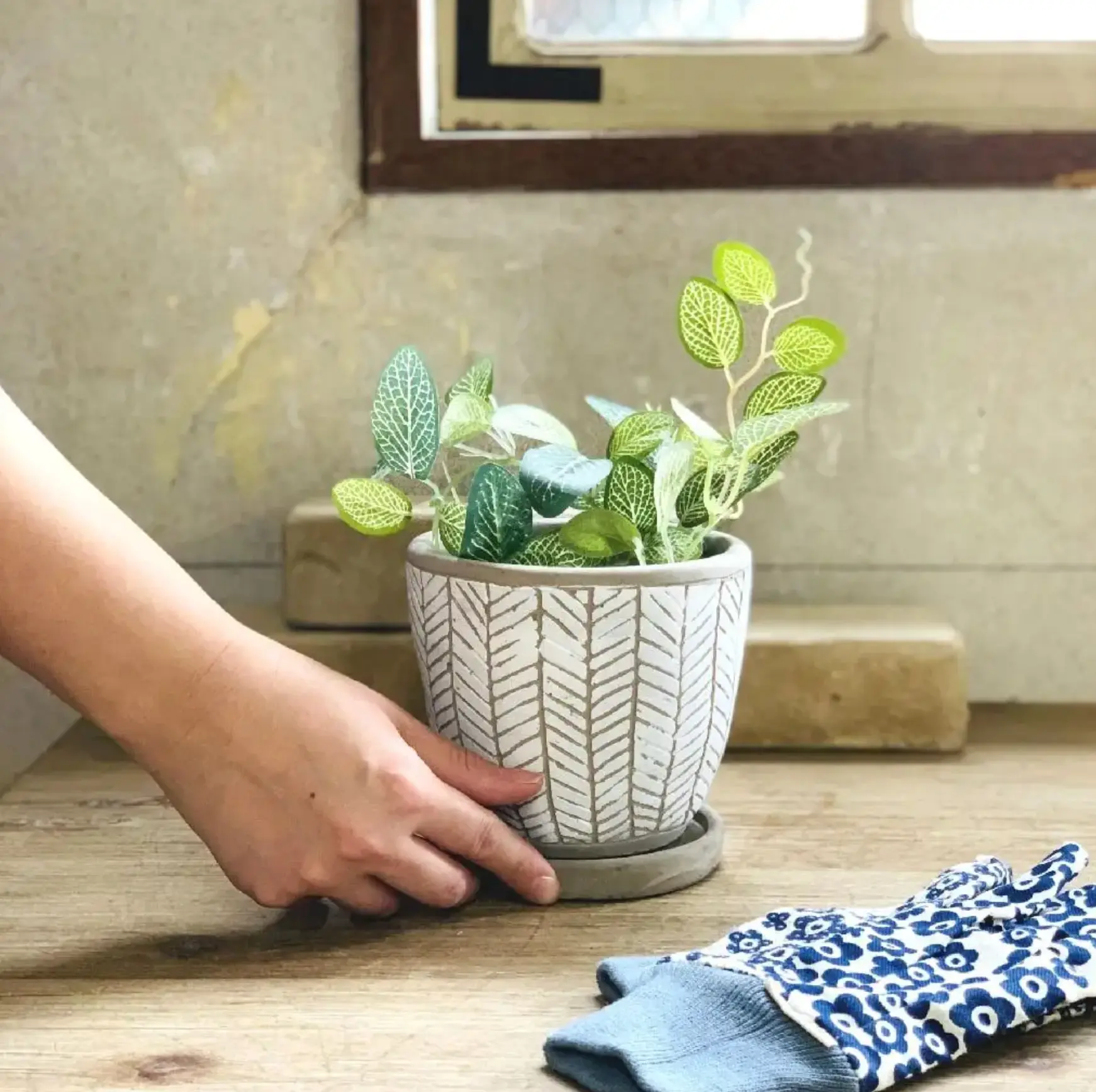 Herringbone Cement Planter
