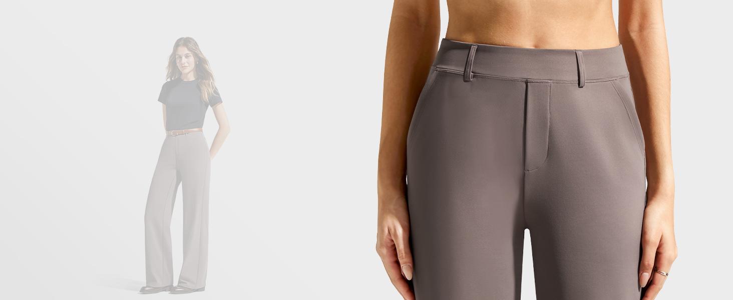 G4Free EverGoing Women's Wide Leg Dress Pants Pull On Stretchy High Waisted Casual Trousers with Pockets