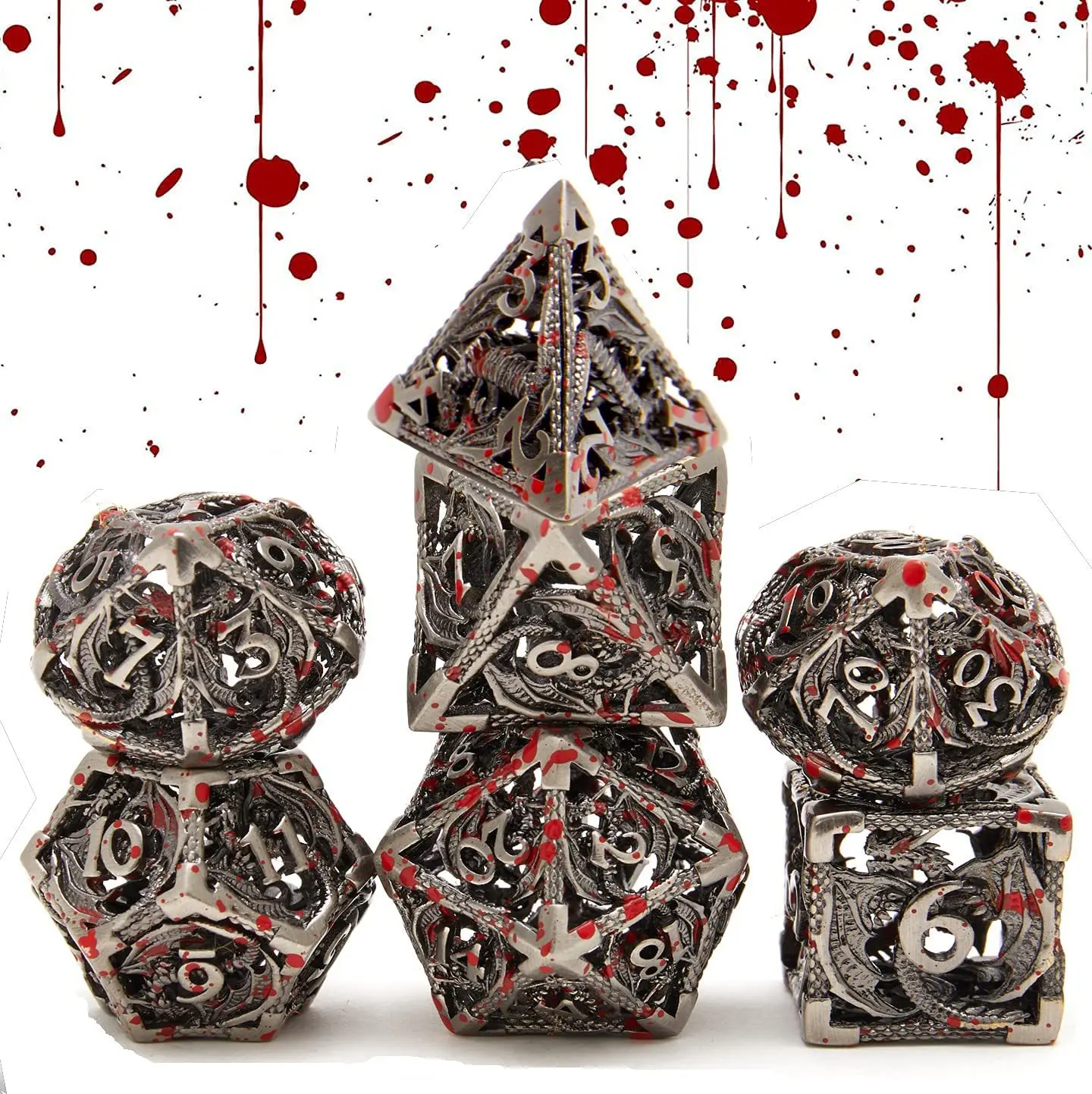 Wholesale Cthulhu Dragon Metal Dice Hollow-Out D20 for DND & Tabletop RPG Vibrant Orange and Yellow Icosahedron Dice Set Dragon gift