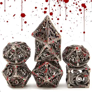 Wholesale Cthulhu Dragon Metal Dice Hollow-Out D20 for DND & Tabletop RPG Vibrant Orange and Yellow Icosahedron Dice Set Dragon gift