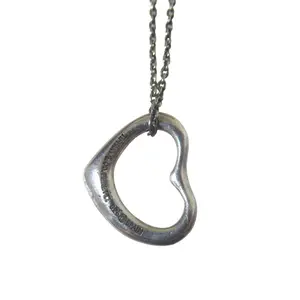 Pre-owned Tiffany & Co. Sterling Silver 925 (Ag925) Small Leather Goods Tiffany&Co Open Heart Mini Silver Necklace
