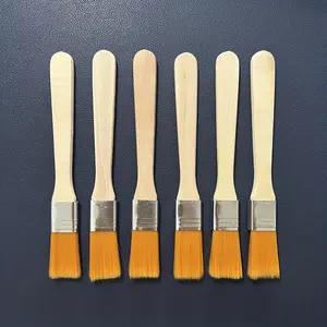 6pcs Durable Nylon Paintbrush Set Tools for Acrylic and Gouache Painting, Short Wood Handles, Ideal for Wall Painting and Art Projects