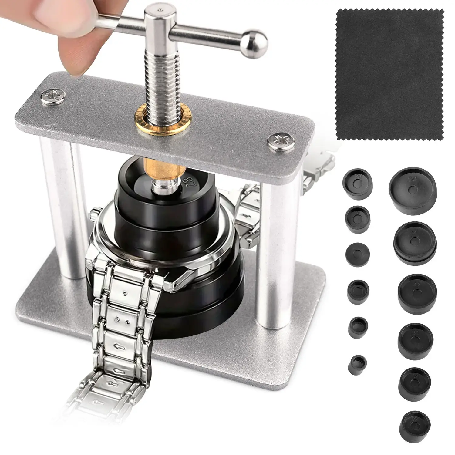 DIY Watch Battery Replacement Kit Back Case Press Closer Rotating Handle For 16-50mm Round Snap-On Dials Safe Crystal Protection At-Home Repair Tool