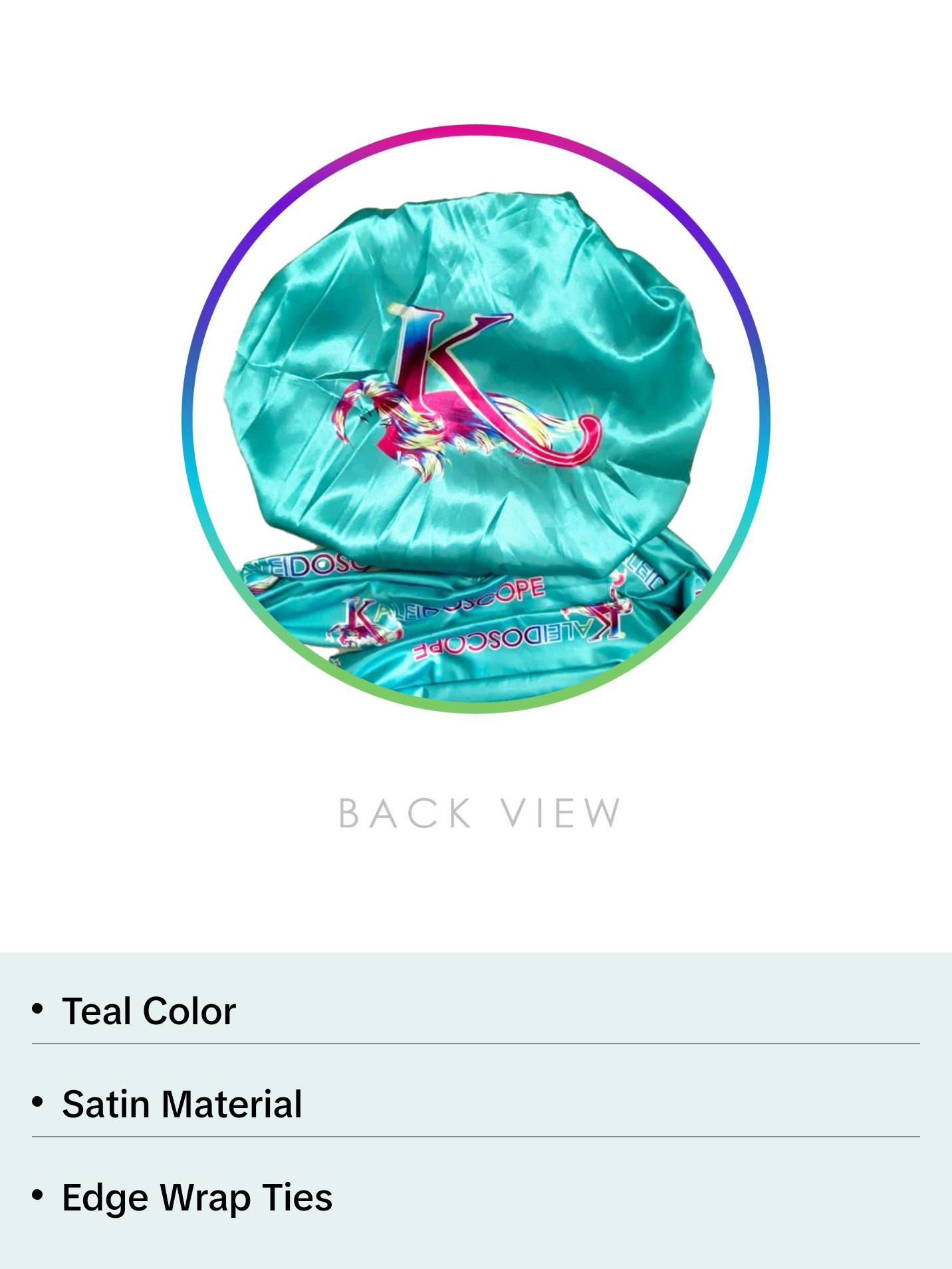 Teal Kaleidoscope Satin Bonnet