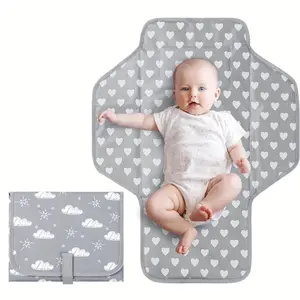 Baby Portable Changing Pad Travel, Waterproof Compact Diaper Change Mat Built-In Pillow Design, Newborn Shower Gift for Parents & Babies