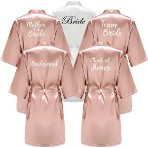 Wedding Bride Bridesmaid Robes for Women Bridal Party Gifts Team Dress Gown Silk Satin Sleepwear Kimono Sexy Summer Bathrobe