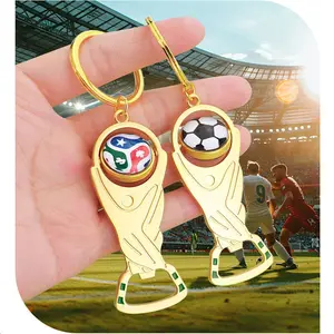 World Cup Theme Bottle Opener Keychain, Jules Rimet Cup Design, 360 Degree Rotating Glass Ball, Portable Beer Opener, Durable Metal Material