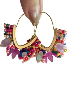 Handmade Colorful Beaded Floral Earrings, Unique Design Jewelry Accessory, Perfect Gift Idea for Her, Stylish Earwear