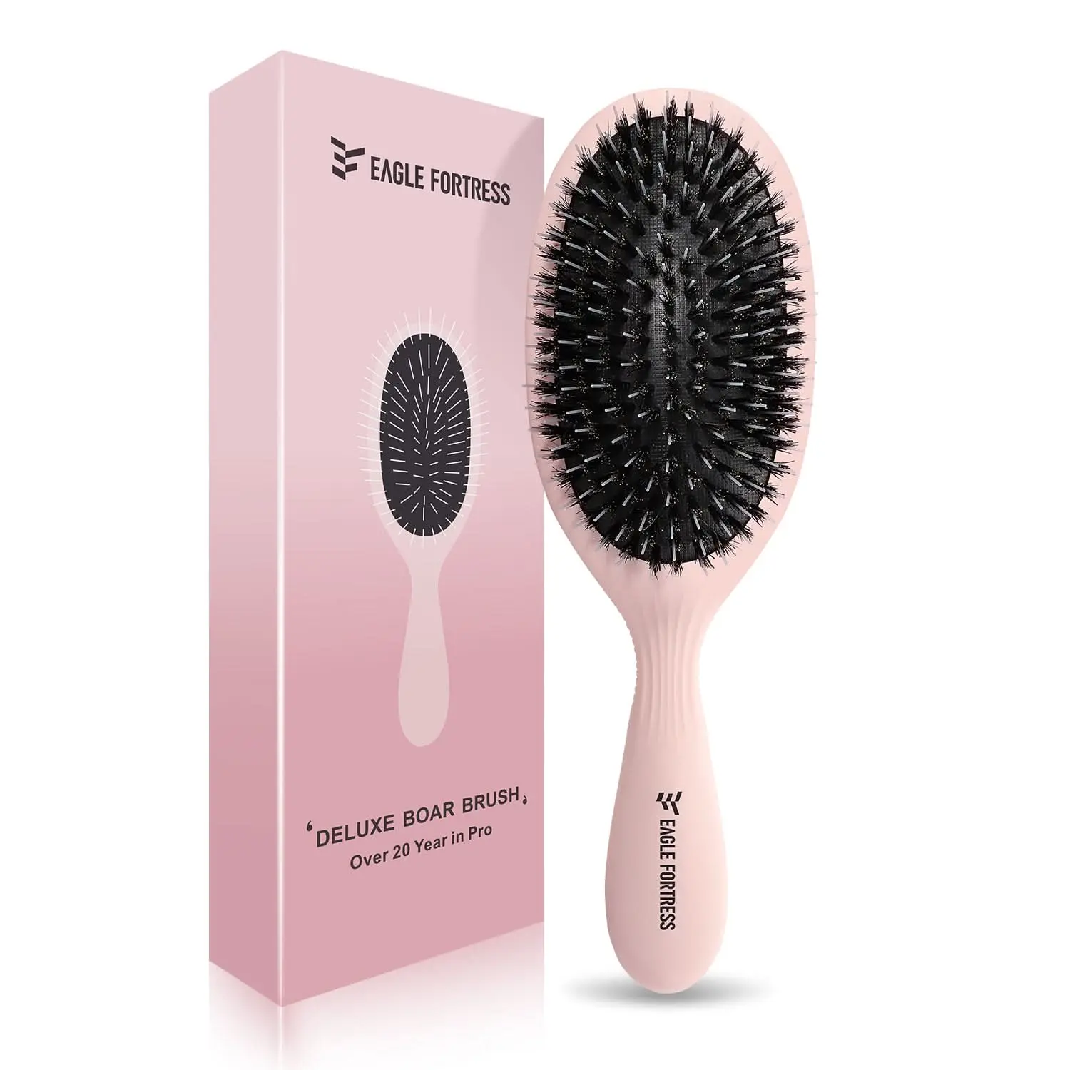 Eagle Fortress Deluxe Boar Bristle Hair Brush - Pink