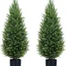 2 pcs  Artificial cedar tree, 3FT or 4FT  5FT Tall Faux Cedar Tree, UV-Resistant Topiary Trees Artificial Outdoor, Artificial Trees for Outdoors Porch Garden christmas tree Christmas tree Plants Decorative