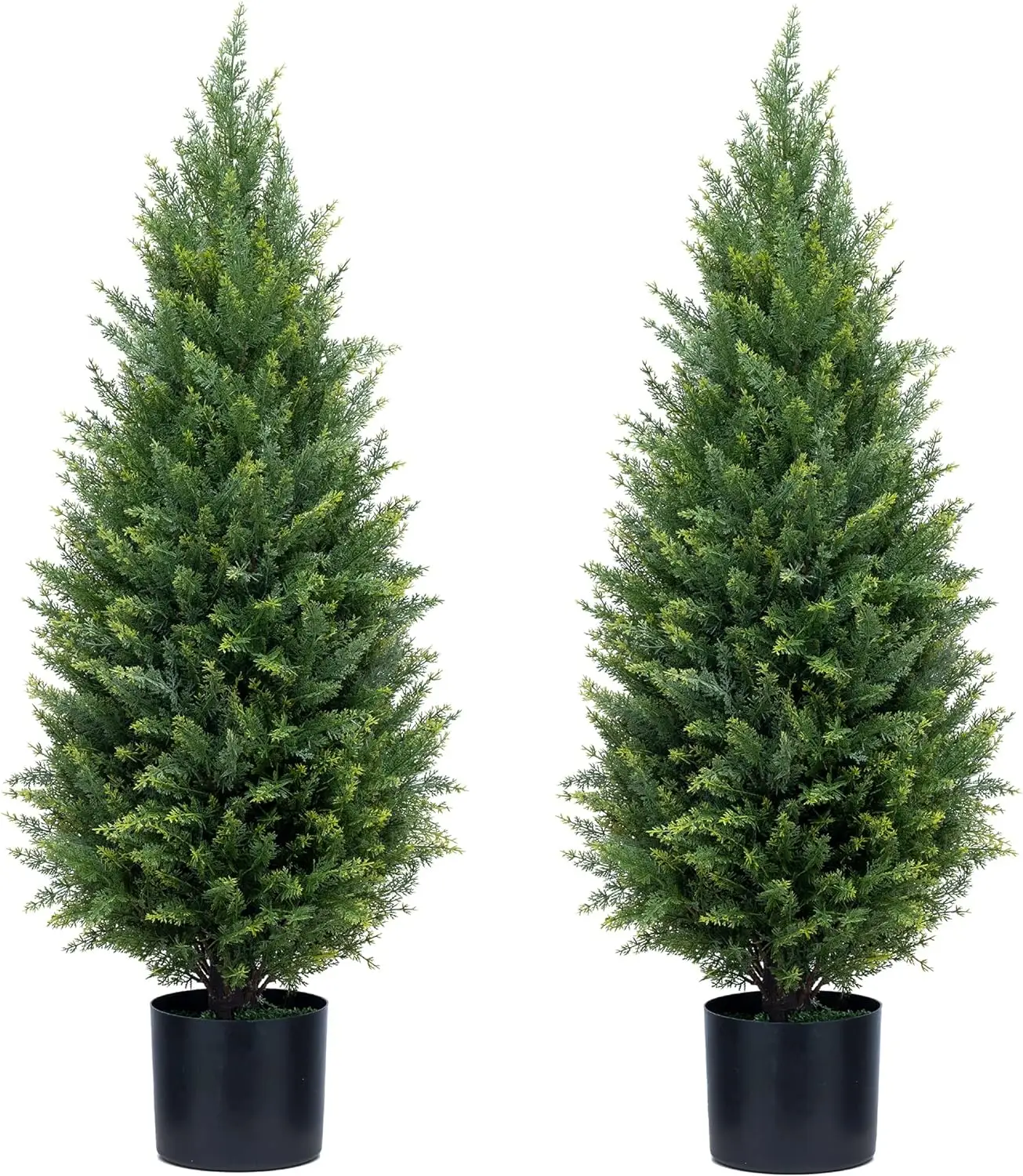 2 pcs Artificial cedar tree, 3FT or 4FT 5FT Tall Faux Cedar Tree, UV-Resistant Topiary Trees Artificial Outdoor, Artificial Trees for Outdoors Porch