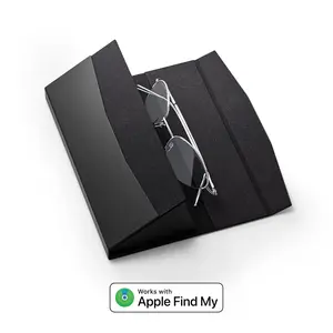 Smart Glasses Case with Find My|Fits Regular, Sunglasses & Smart Glasses|Foldable & Wireless Charging|Loud Alerts for Apple Devices Only  Never Lose Your Glasses!