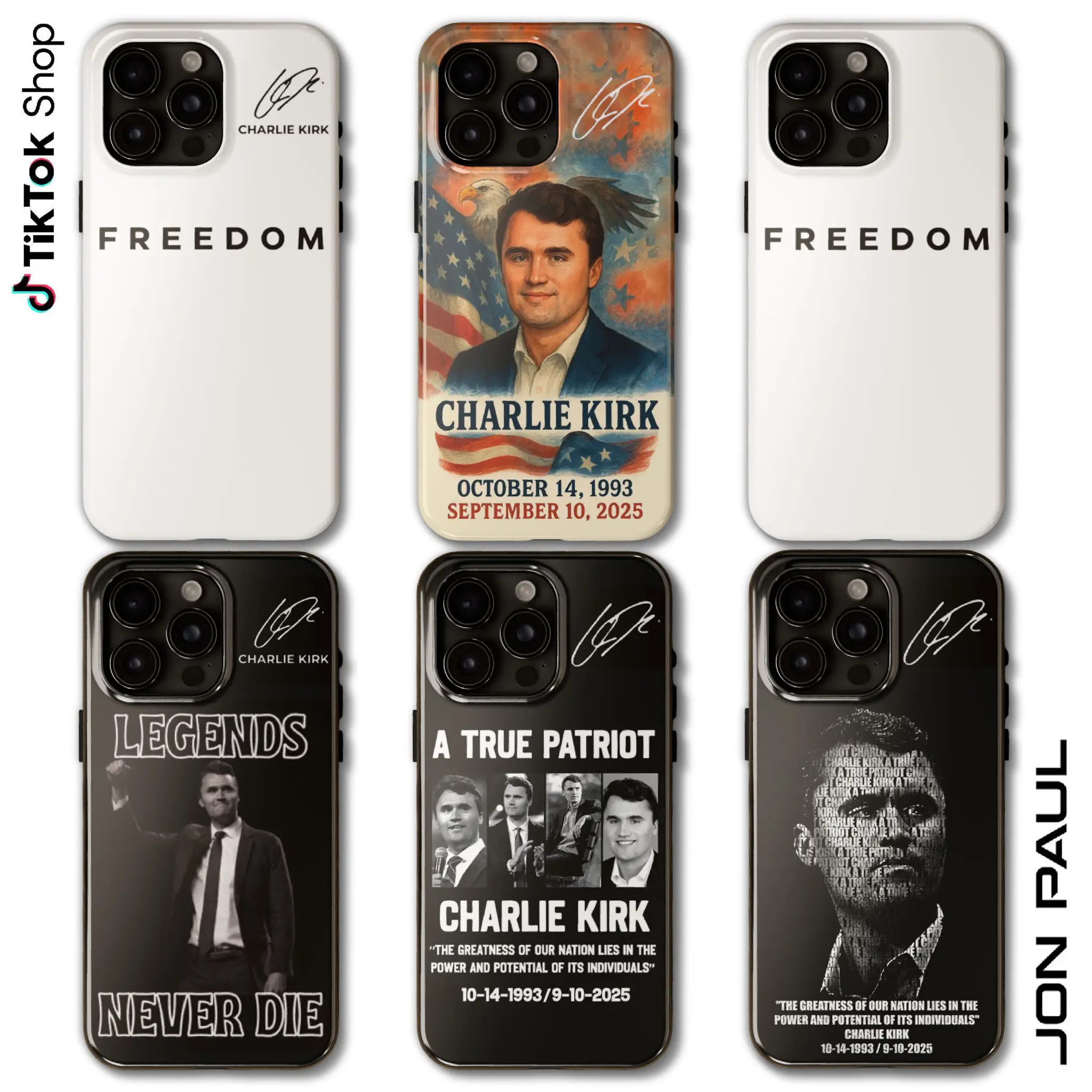 Freedom Charlie Kirk Phone Case, Patriot Charlie Kirk Signature Phone Cover, Faith-Based, Legends Never Die 17 Air Pro Max