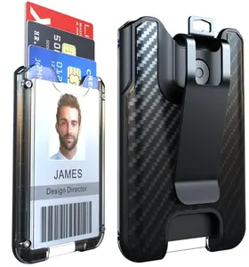 LIUGX Badge Holder, ID Card Holder with Metal Clip - Durable Polycarbonate (Holds 1 to 4 Cards), Portable Wallet for Office, Laborer, Police, Work, White